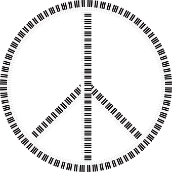 Piano Keyboard Peace Symbol PNG