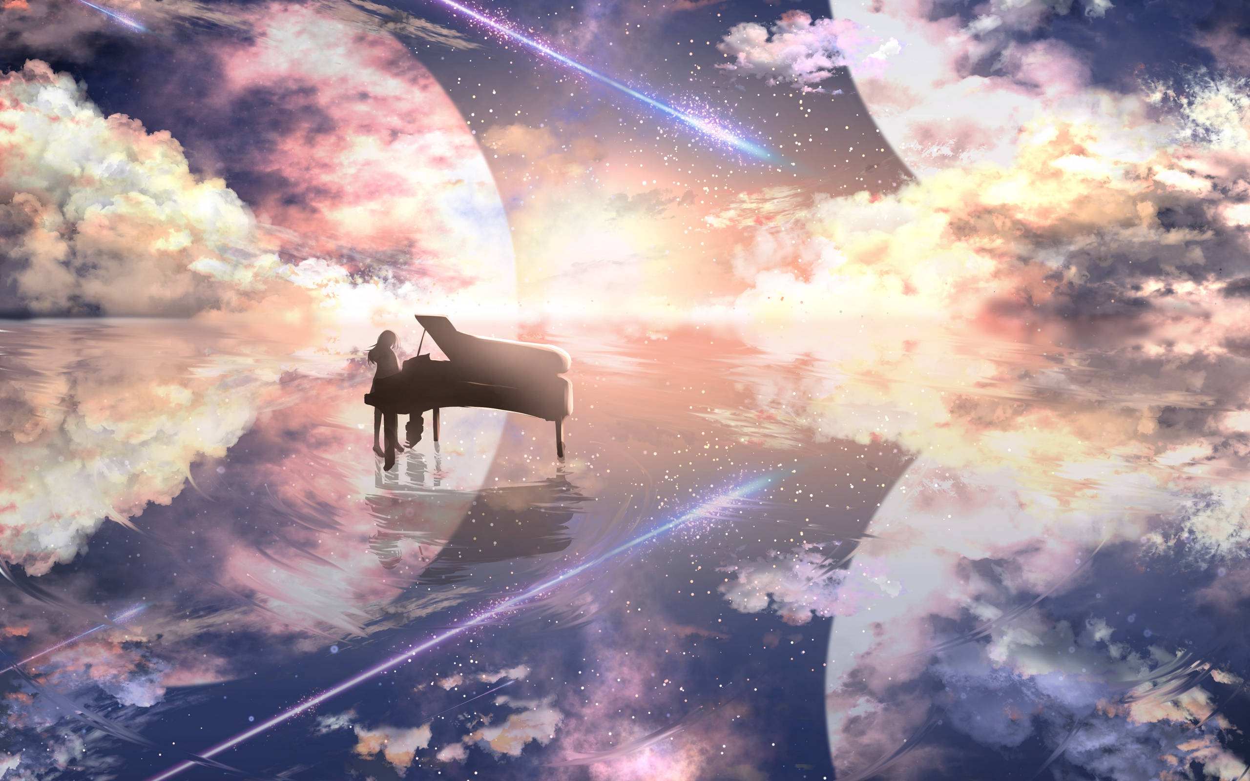 Piano On An Anime Planet Wallpaper