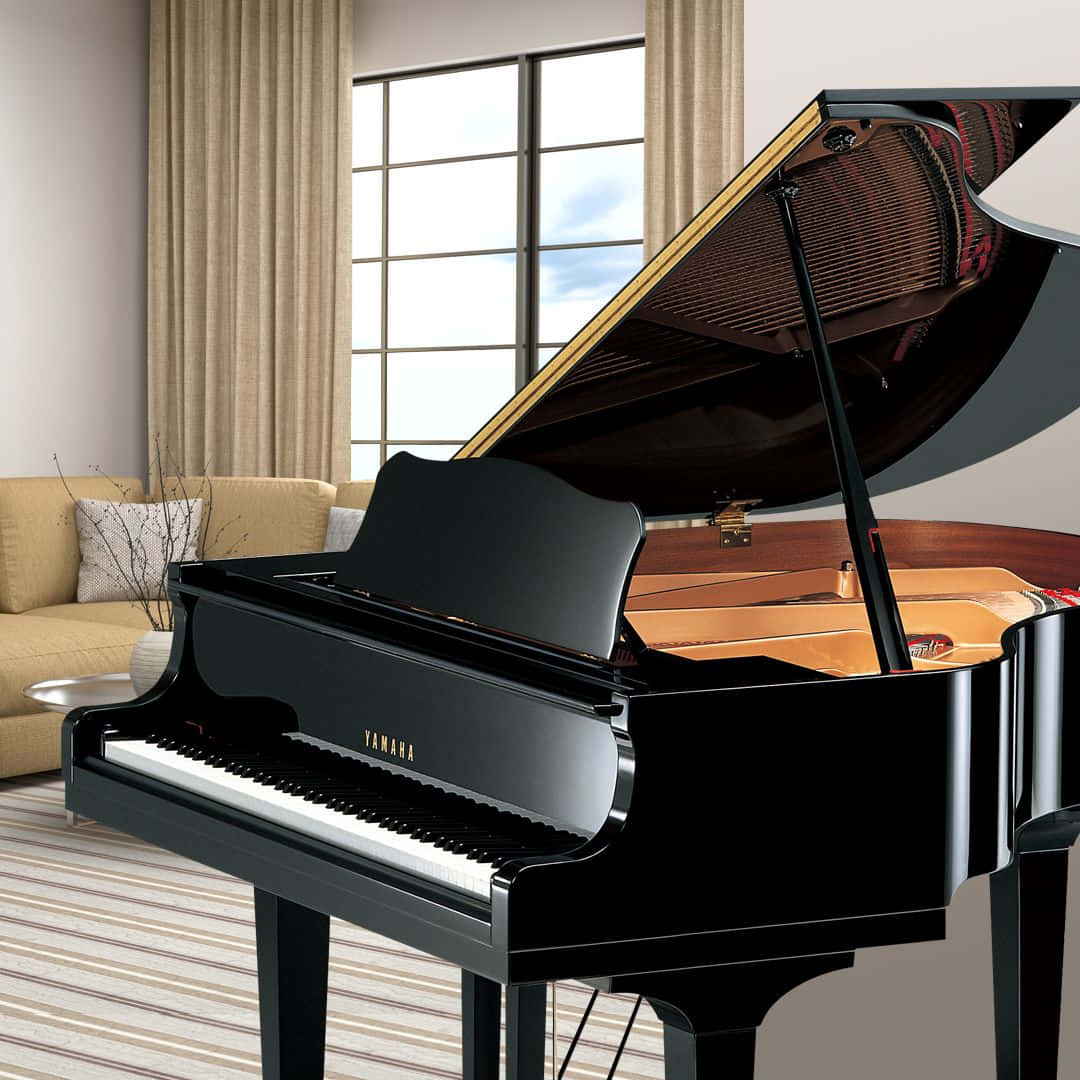 A Black Piano In A Living Room