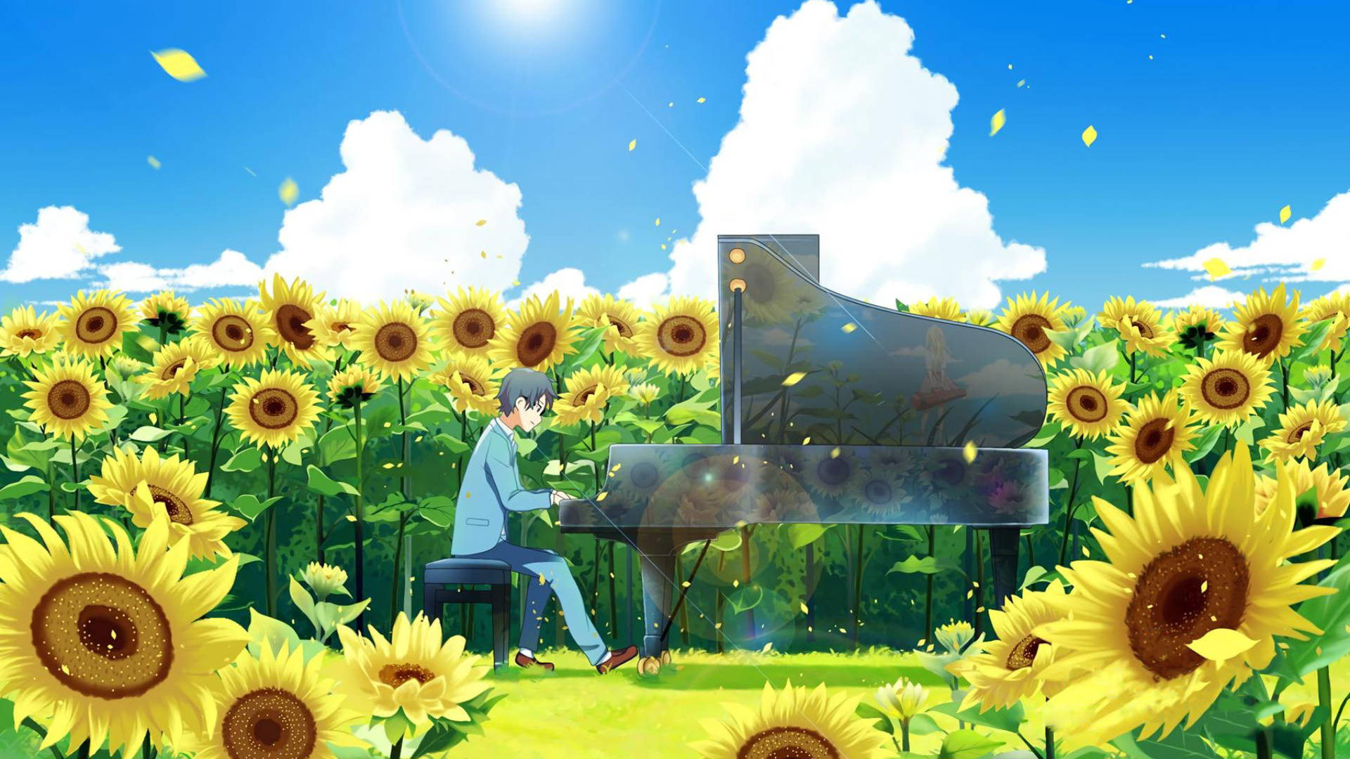 Piano Sunflower Laptop Wallpaper