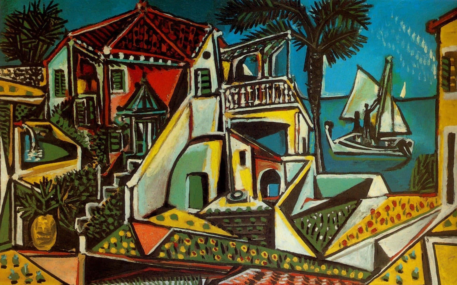 Picasso Mediterranean Seascape Painting Wallpaper