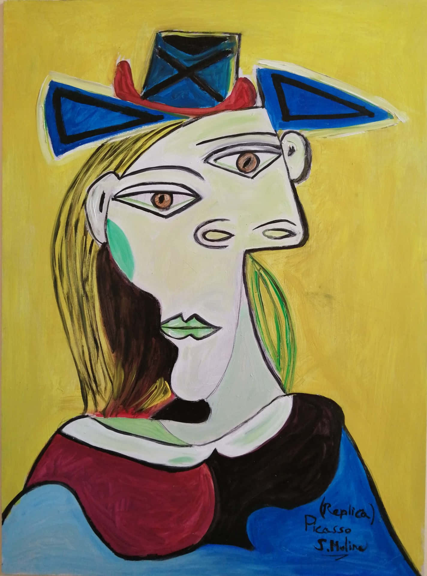 Enmålning Av En Kvinna Med En Hatt.