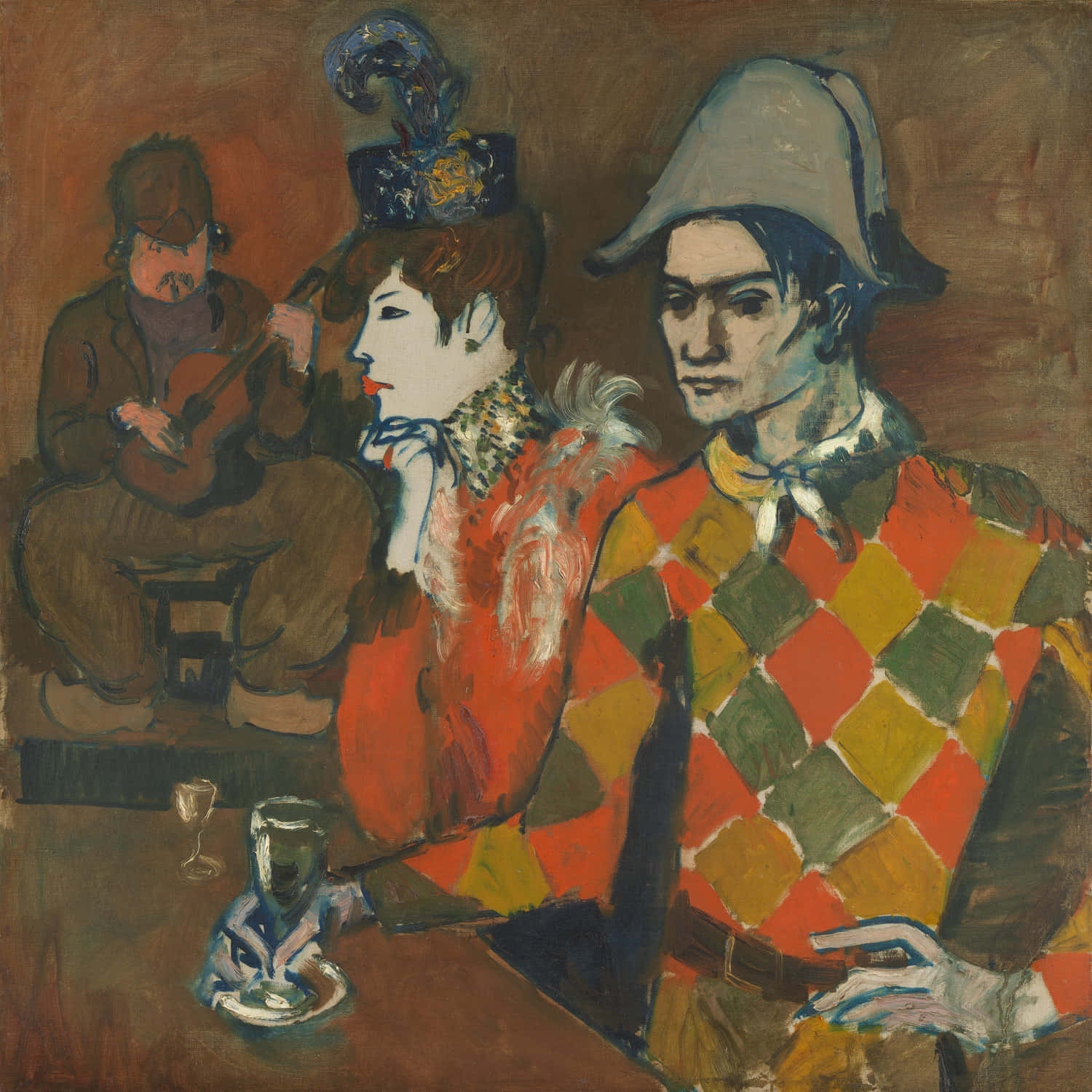 A Painting Of Two People Sitting At A Table