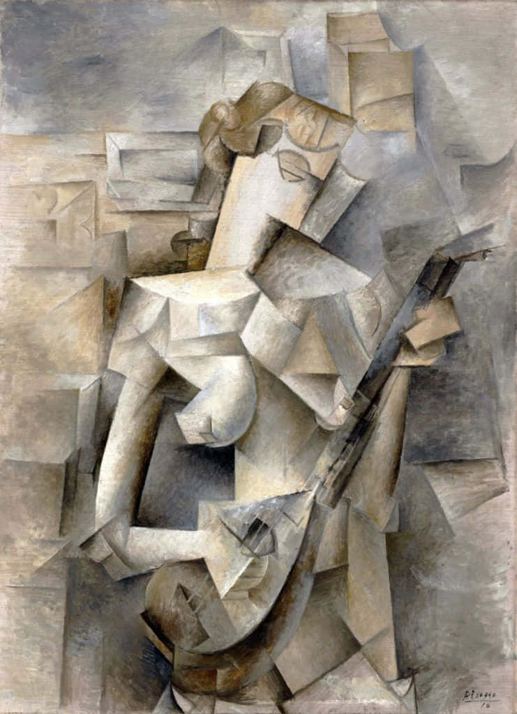 A Painting Of A Woman Playing A Guitar