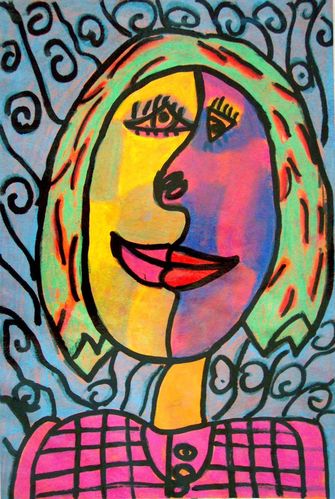 Picasso Style Colorful Portrait Wallpaper