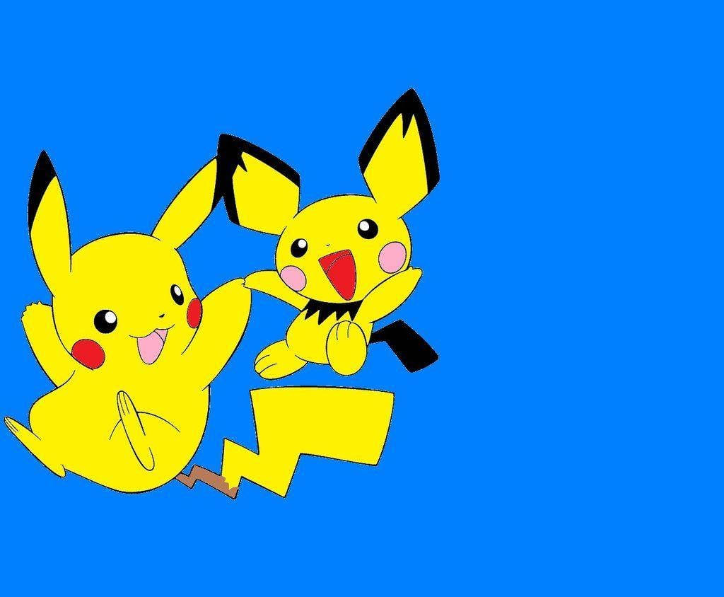 Pichu And Pikachu Jumping Wallpaper