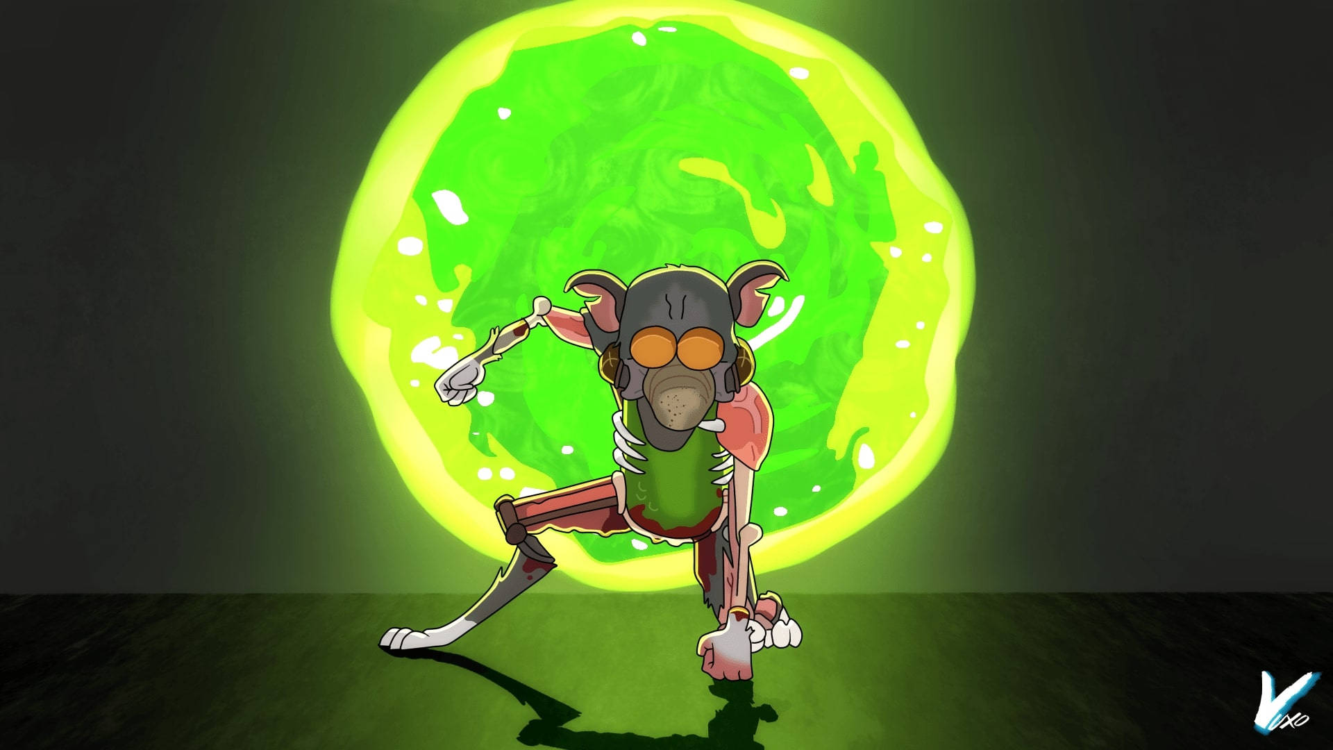 Pickle Rick Coming Out Of Portal Background