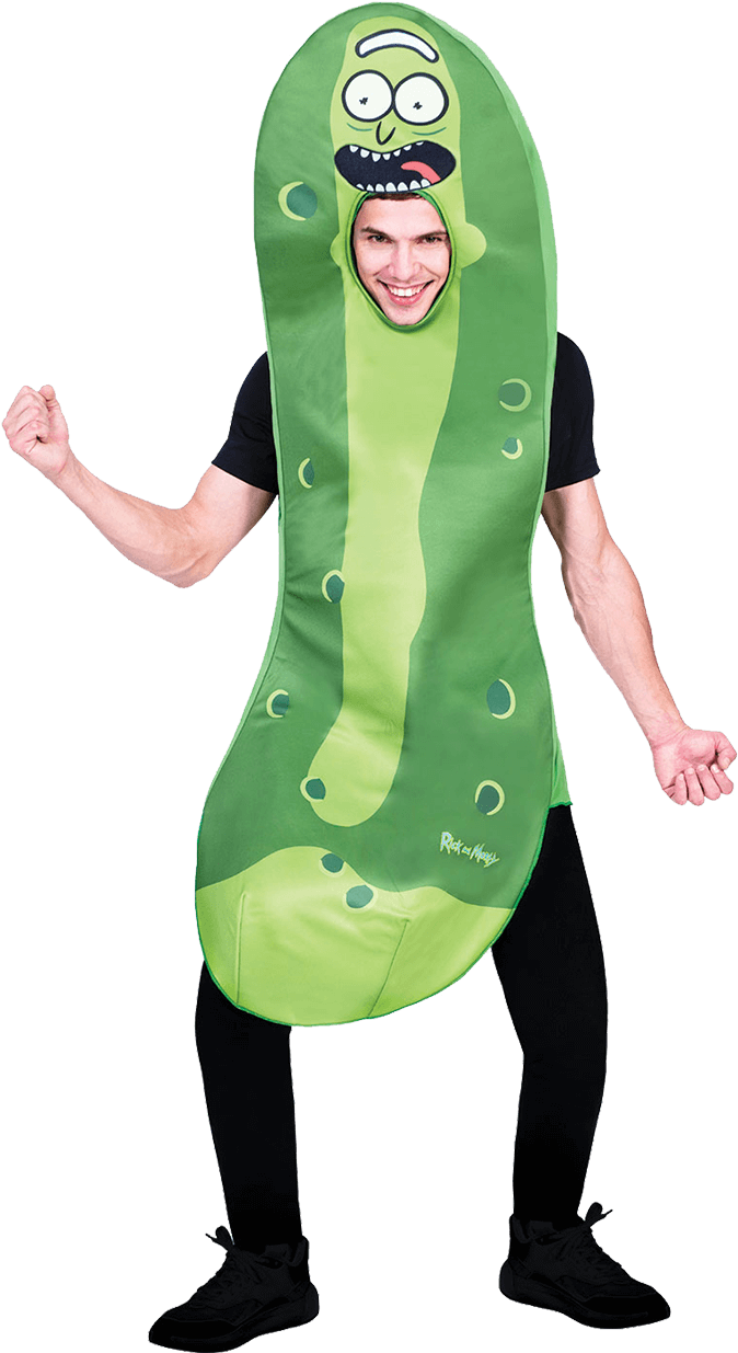 Pickle Rick Costume Man Smiling PNG