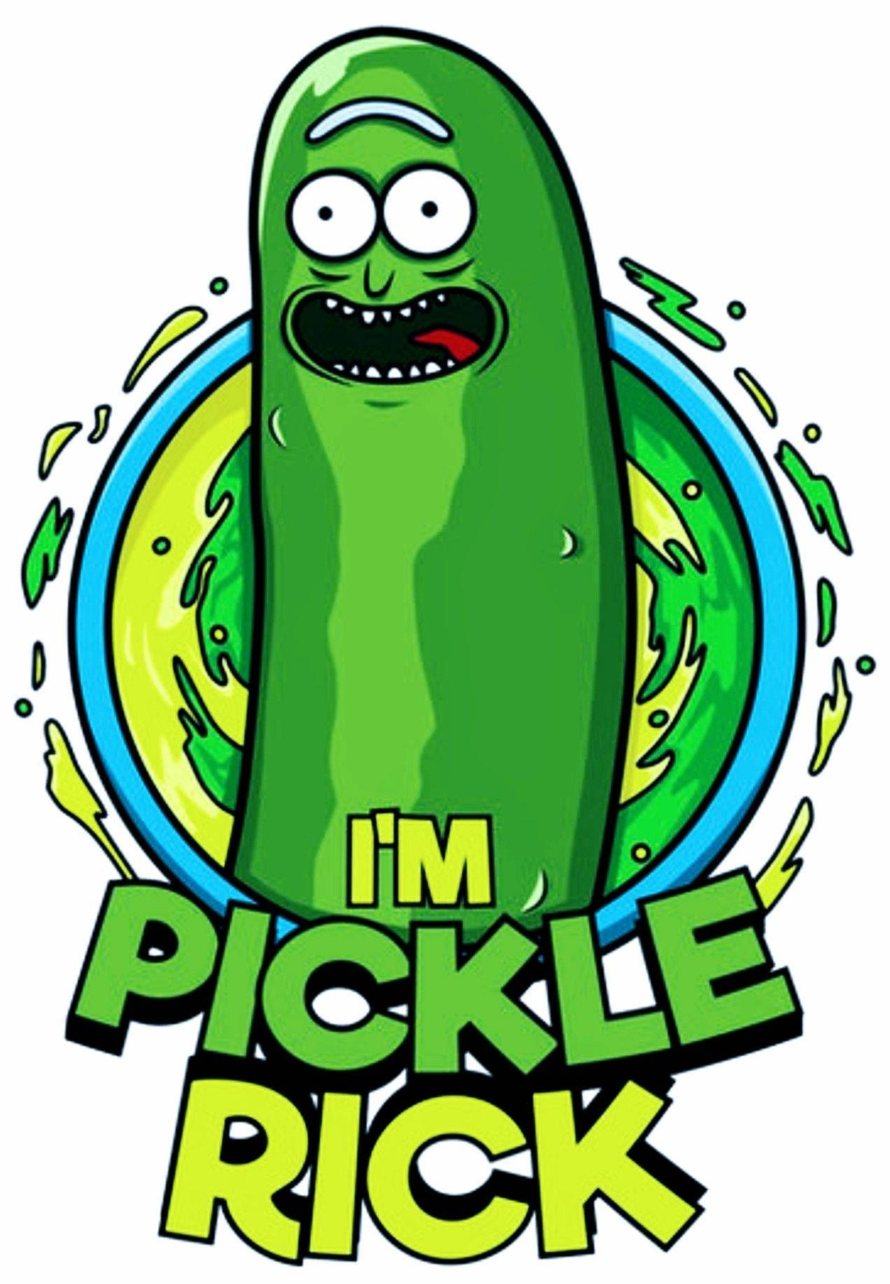 Pickle Rick In A Circle Background