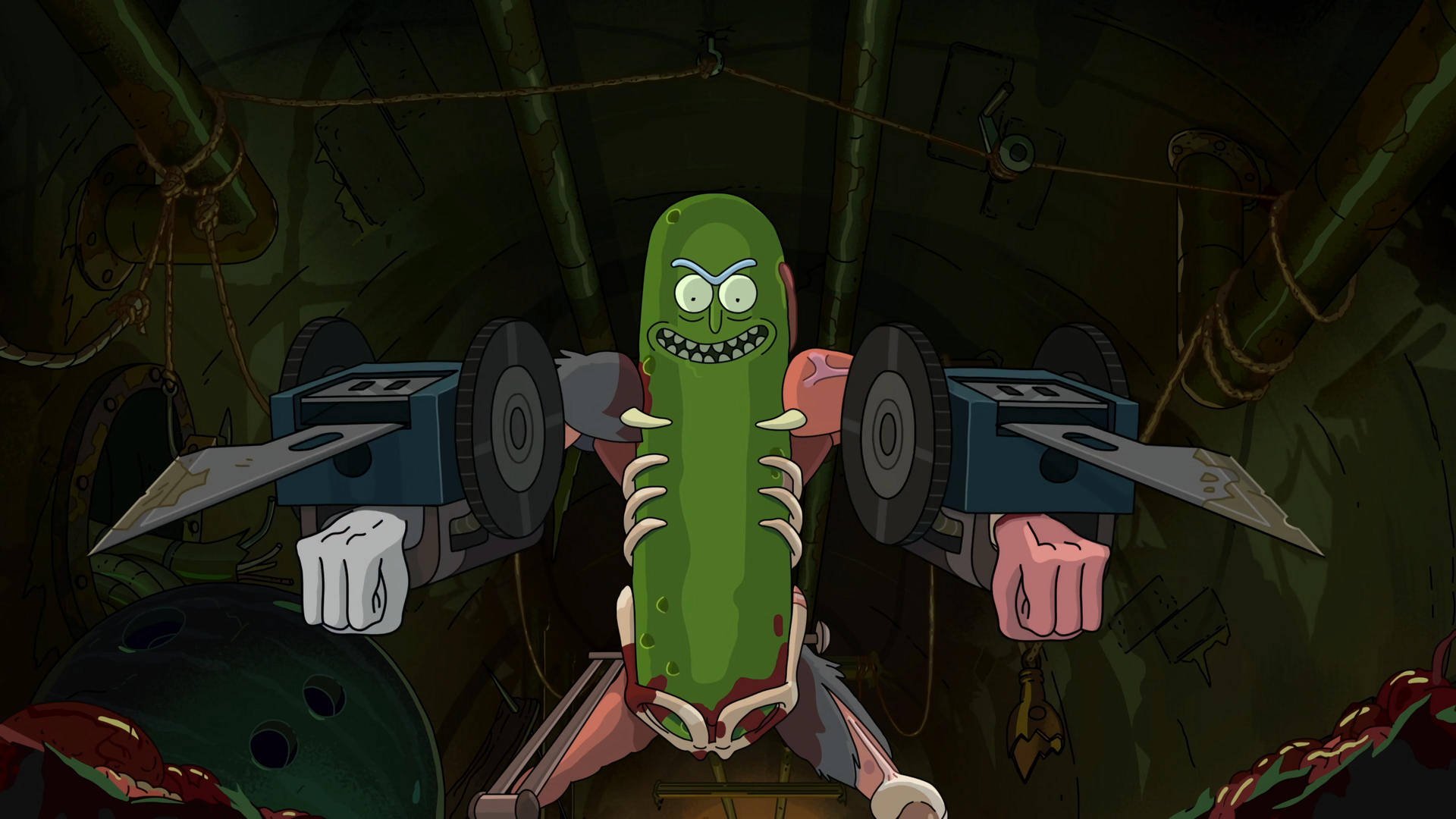 Pickle Rick In A Sewer Wallpaper