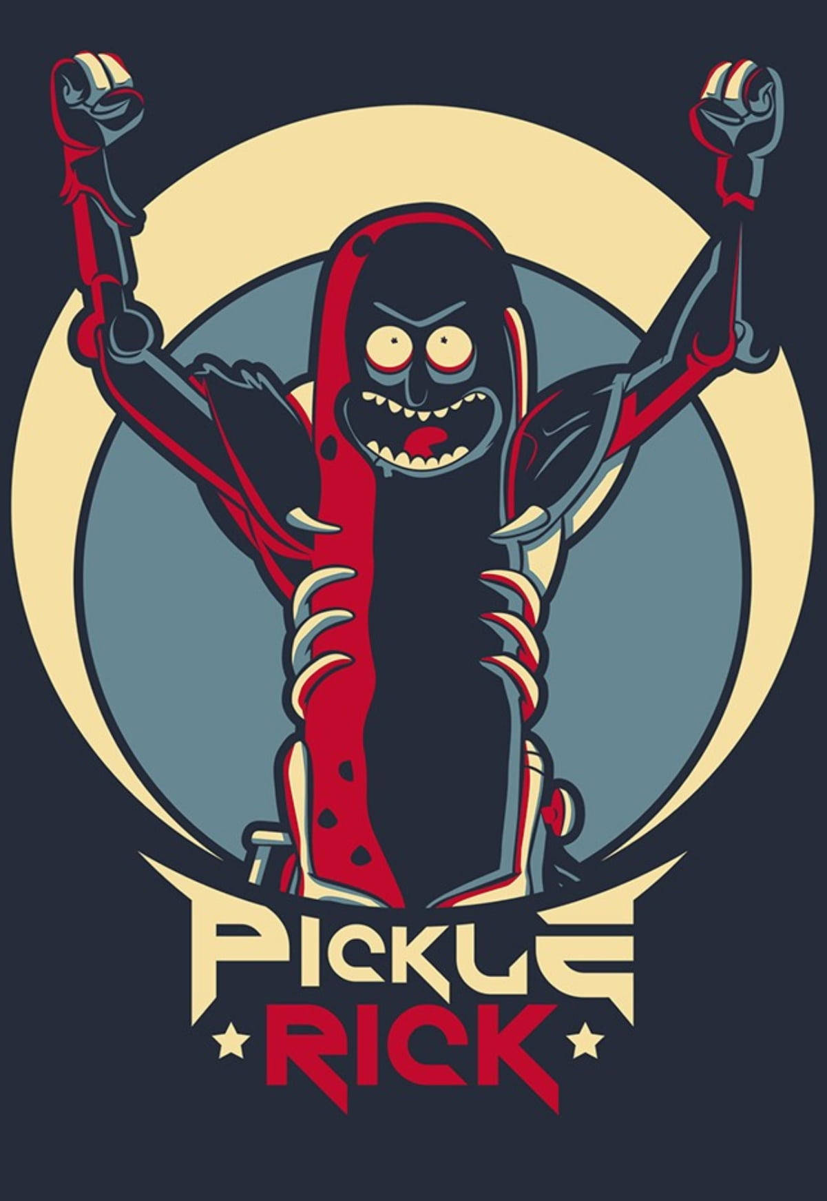 Pickle Rick Raising His Arms Background