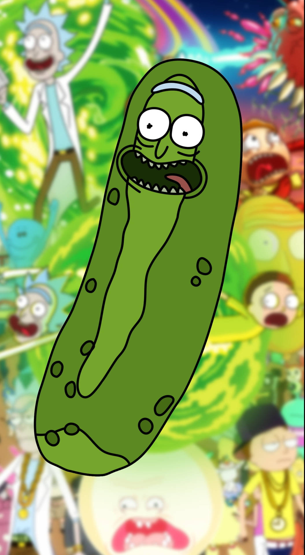 Pickle Rick Sticking Out Tongue Background