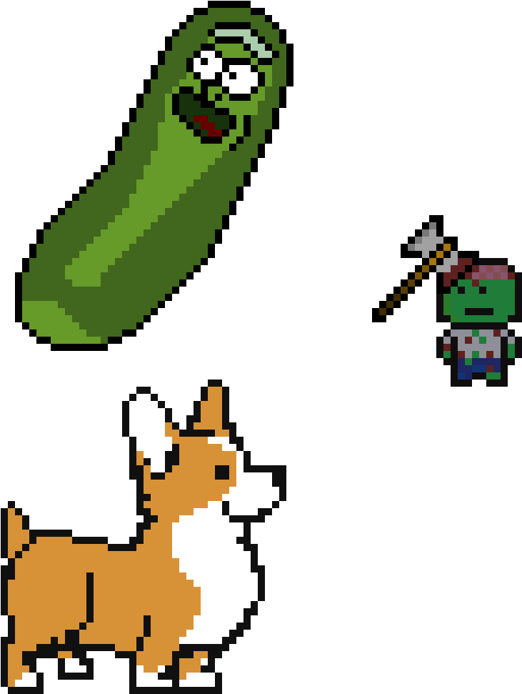 Pickle Rickand Friends Pixel Art PNG