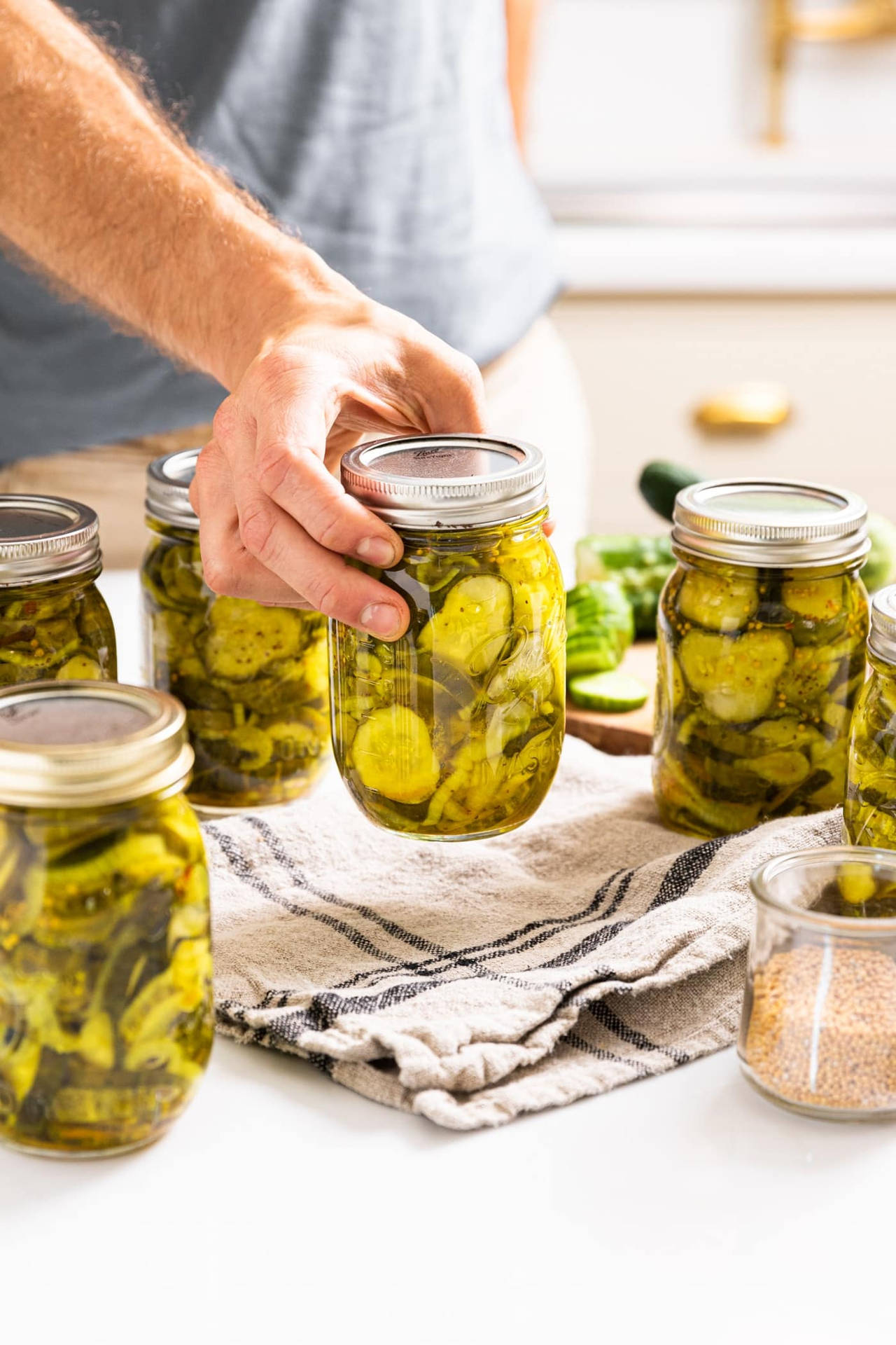 Pickle Slices With Silver Lid
