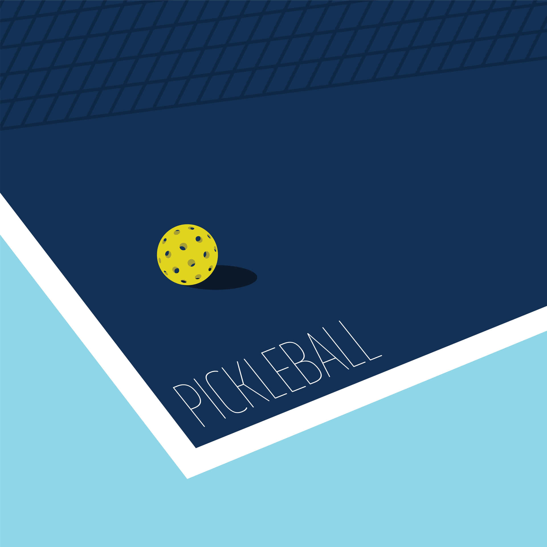 Pickleball Courtand Ball Illustration Wallpaper