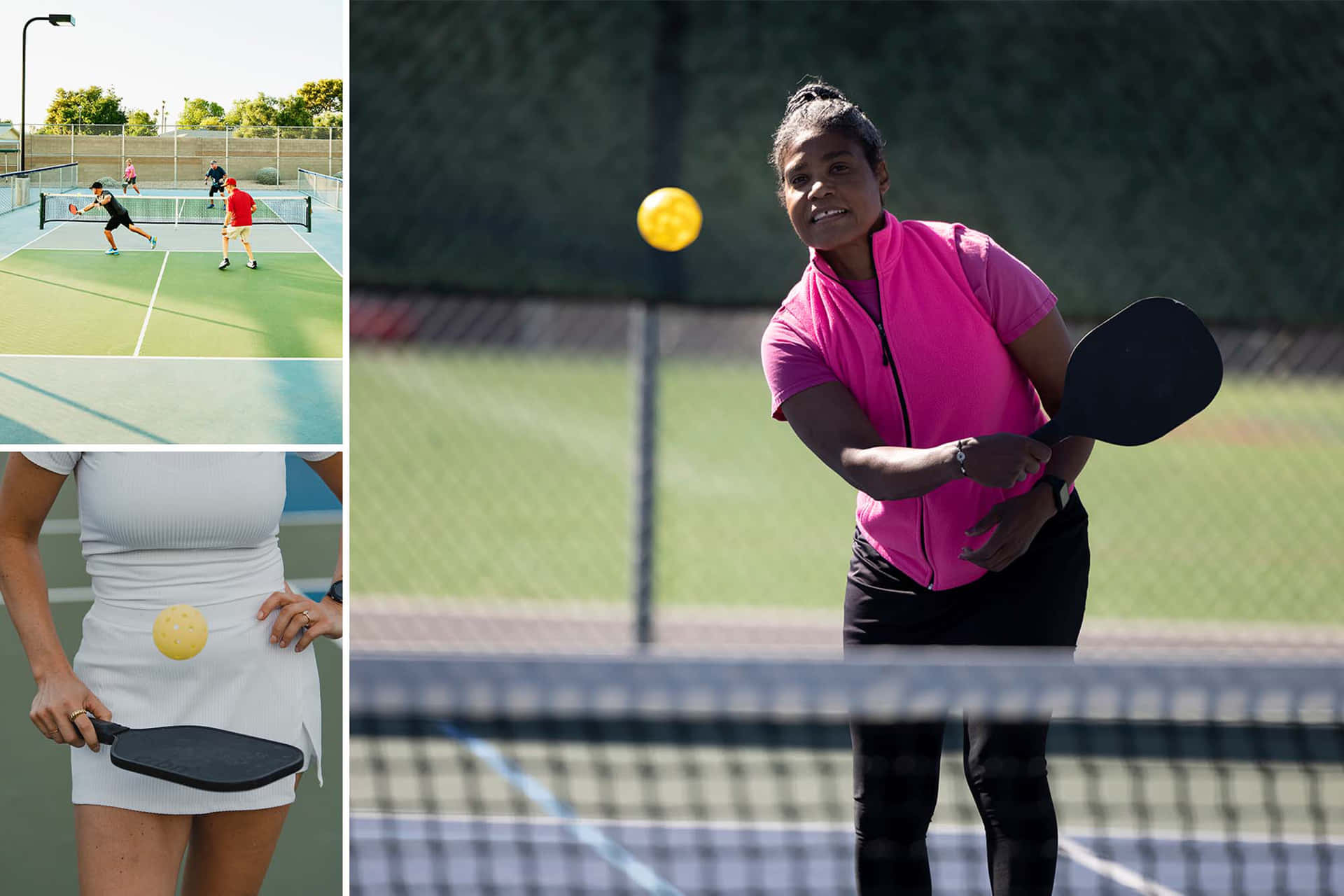 A Collage Of Pictures Of Women Playing Tennis