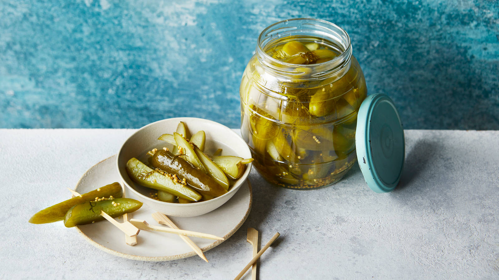 Pickles Served In White Bowl