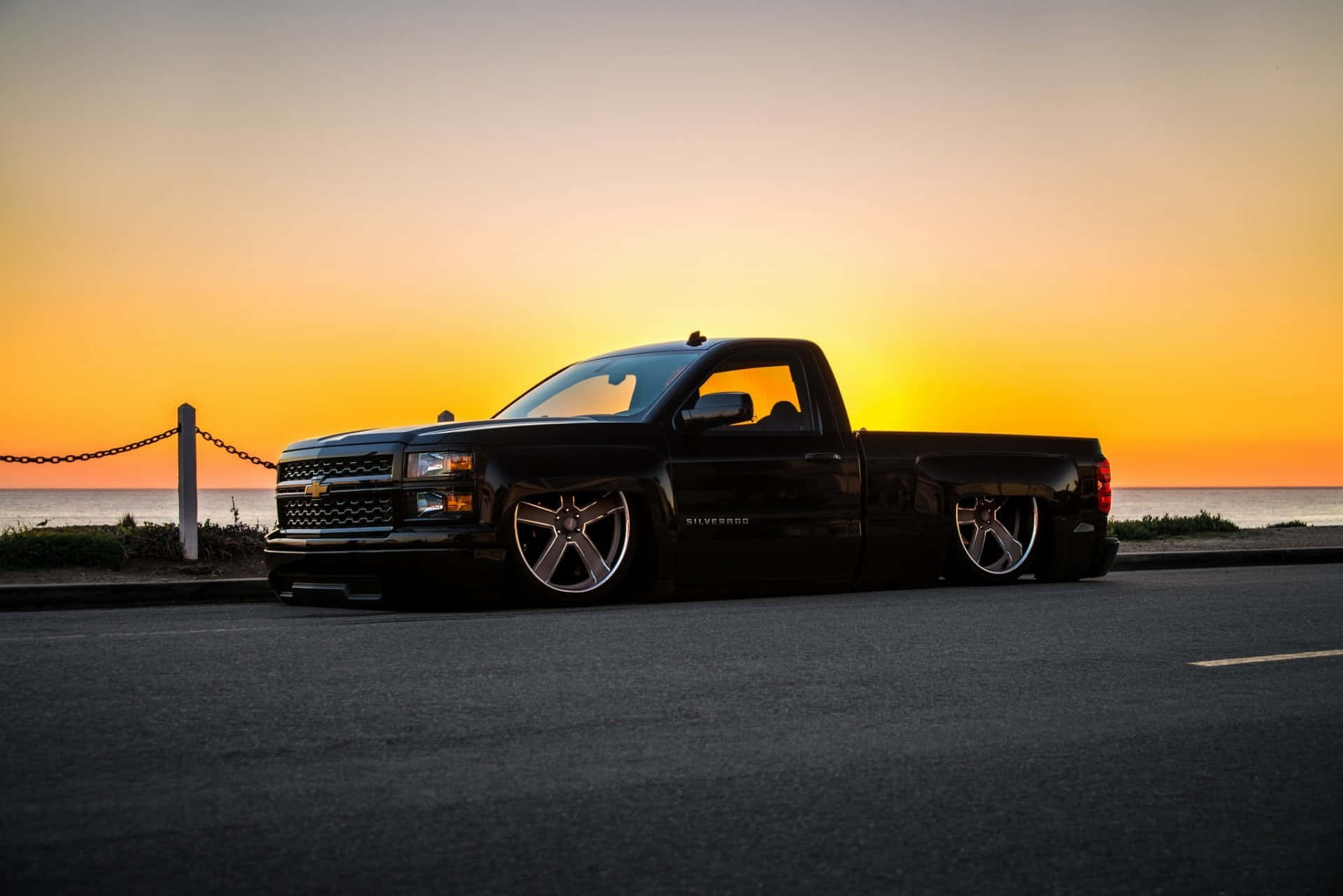 Pickuptruck 2014 Chevrolet Silverado 1500 Sonnenuntergang Fotografie Wallpaper
