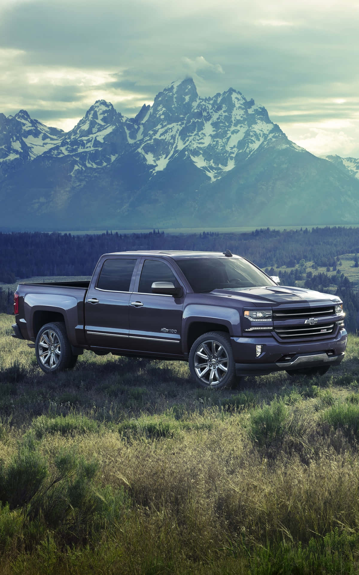 Pickup Truck Mountain Backdrop Wallpaper