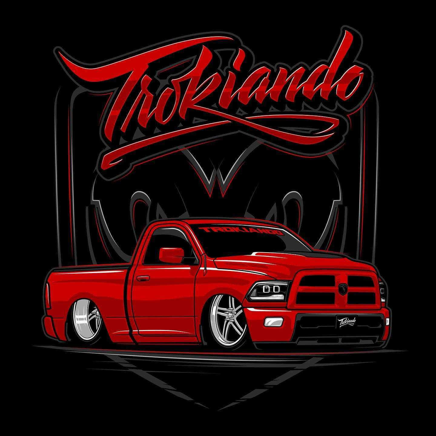 Pickup Truck Red Chevrolet Silverado Trokiando Digital Art Wallpaper