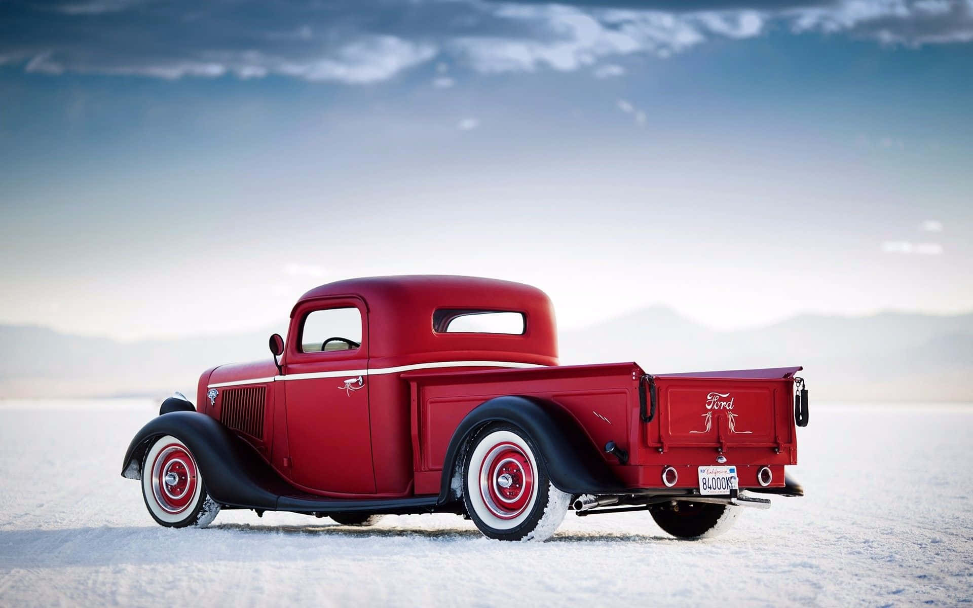 Majestic Red Thames Trader Pickup Truck Wallpaper