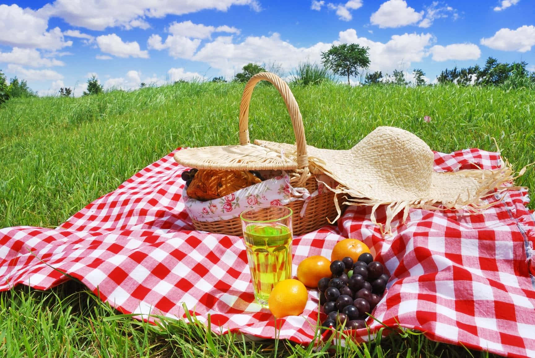 Picnic Mat With Hat And Basket Picture