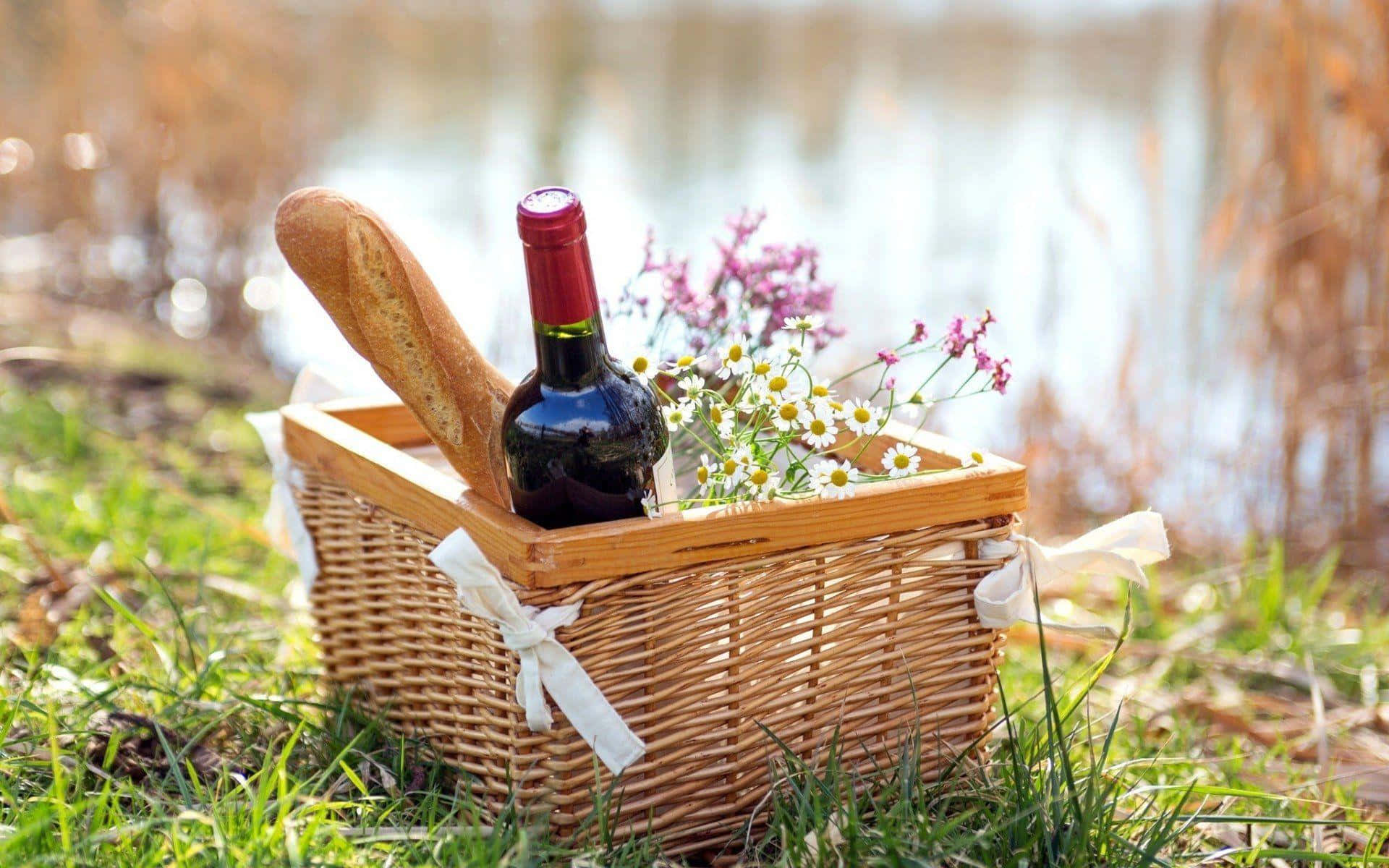 Picnic Basket With Wine Picture