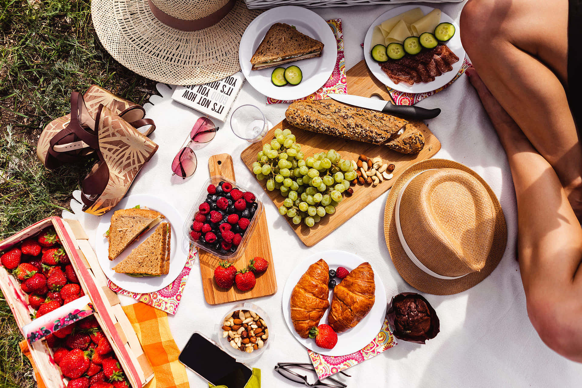 Picnic Set Up With Woman's Sandals Picture