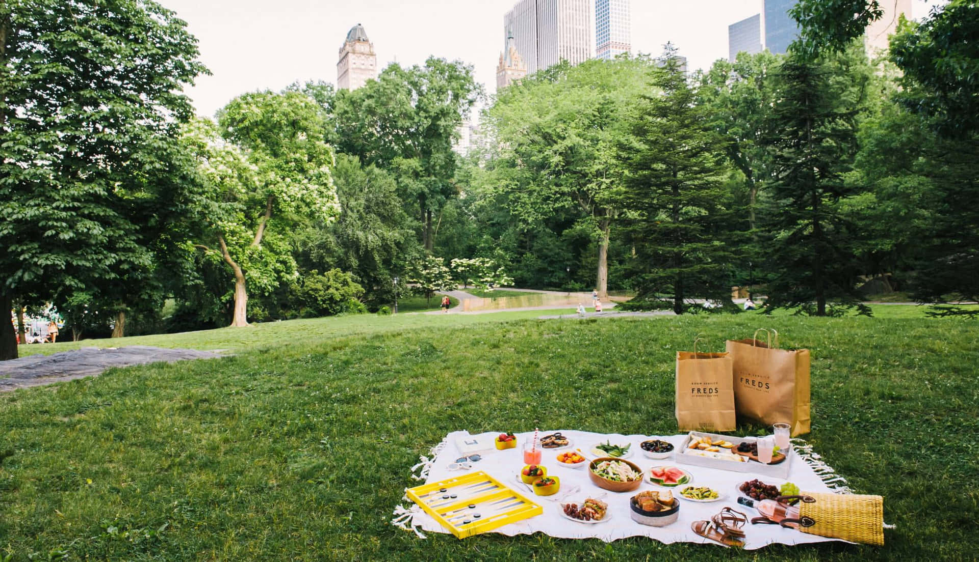 Picnic Set Up With Trees Around Picture