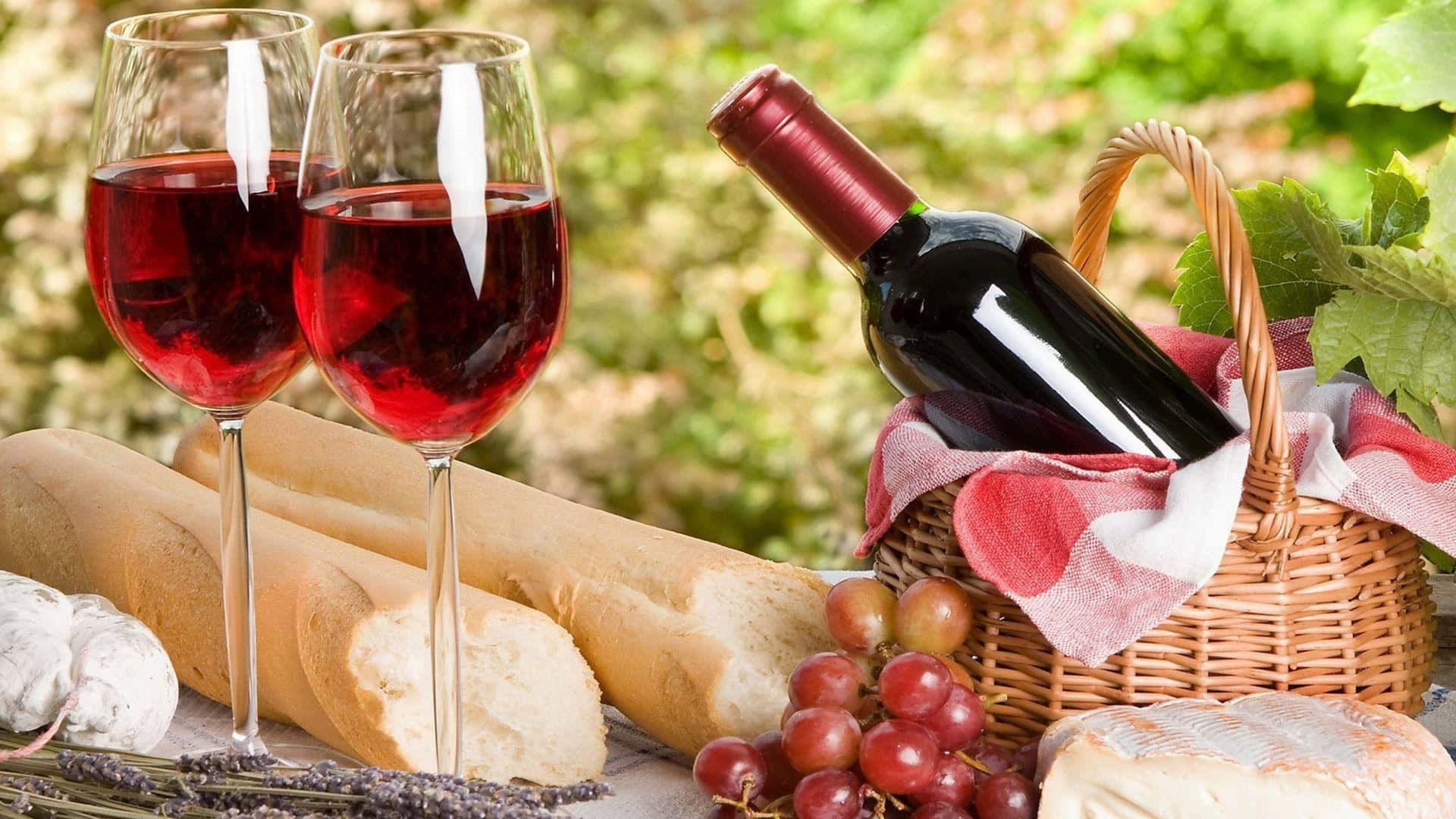 Picnic Set Up With Wine Picture