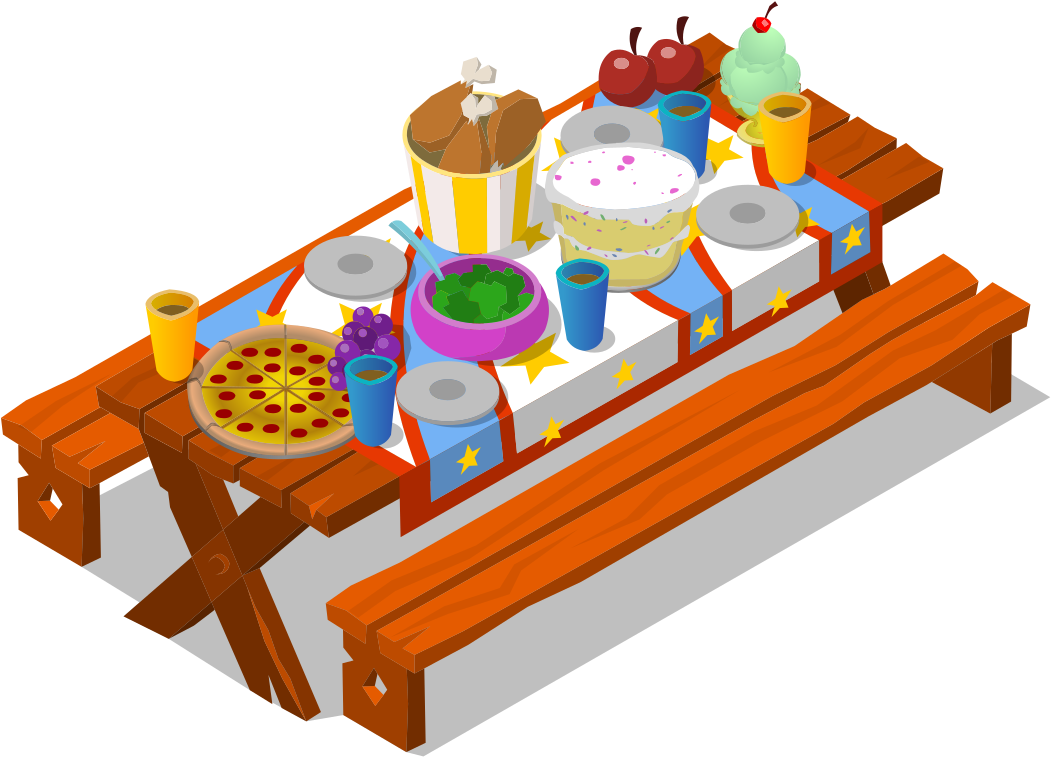Picnic Table Clipartwith Food PNG
