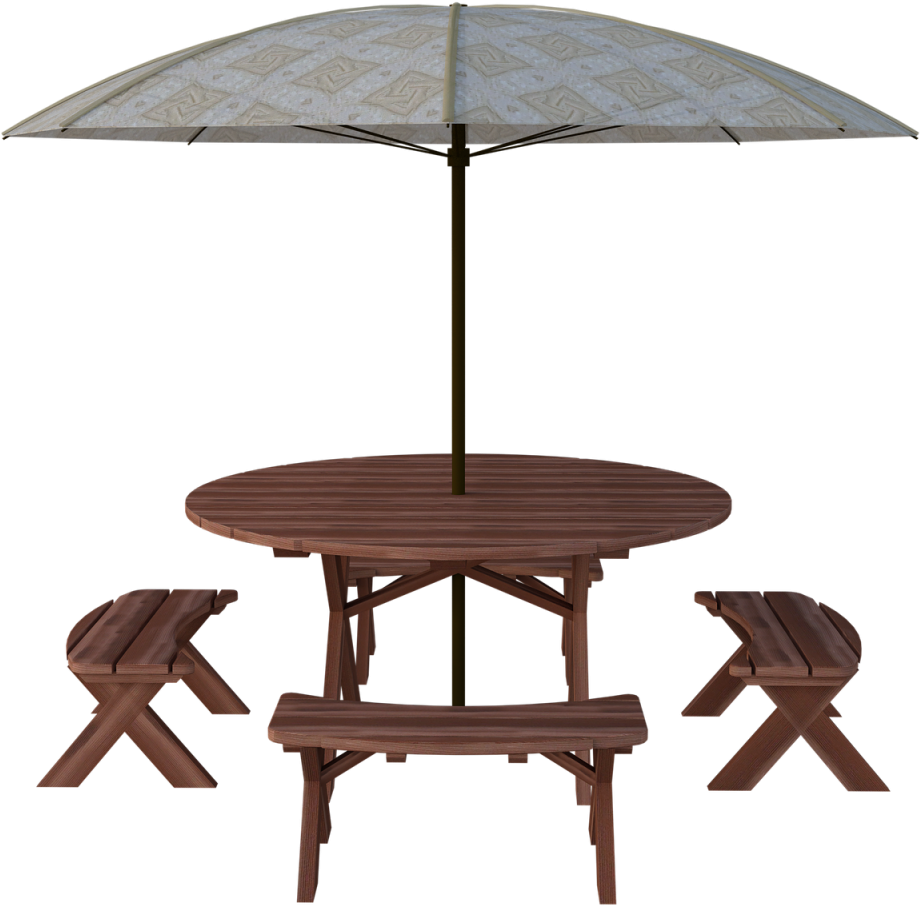 Picnic Table With Umbrella PNG