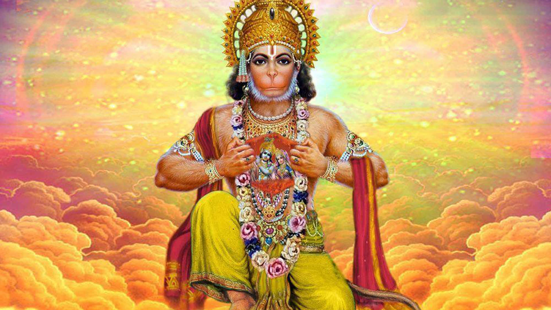 Picture Of Hanuman In The Clouds
