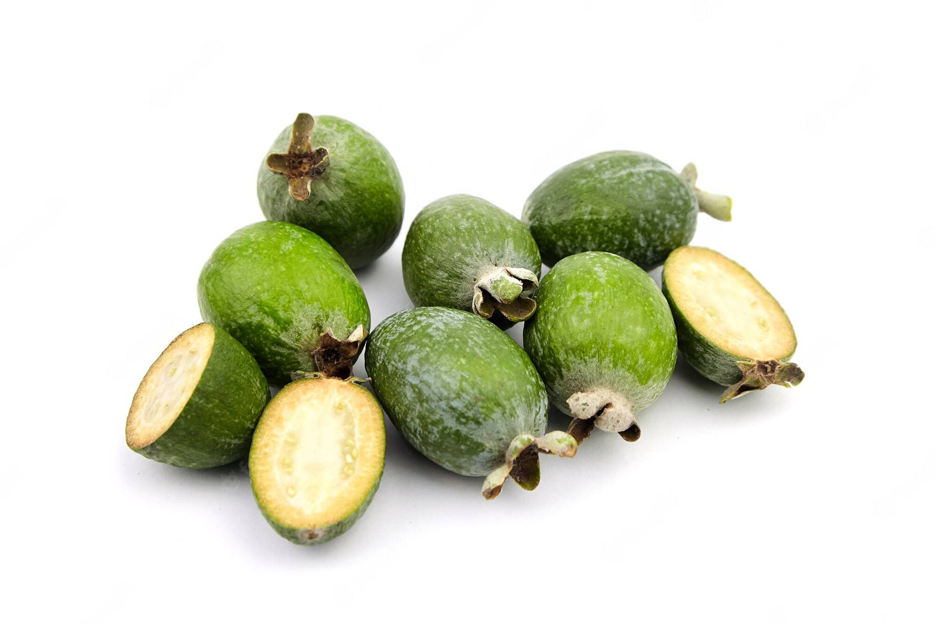 Close-Up View of Fresh Feijoa Pieces Wallpaper