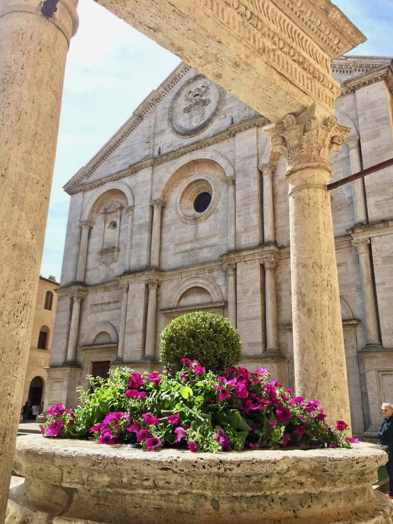 Pienza Pio Ii Cathedral Low Angle Shot Wallpaper