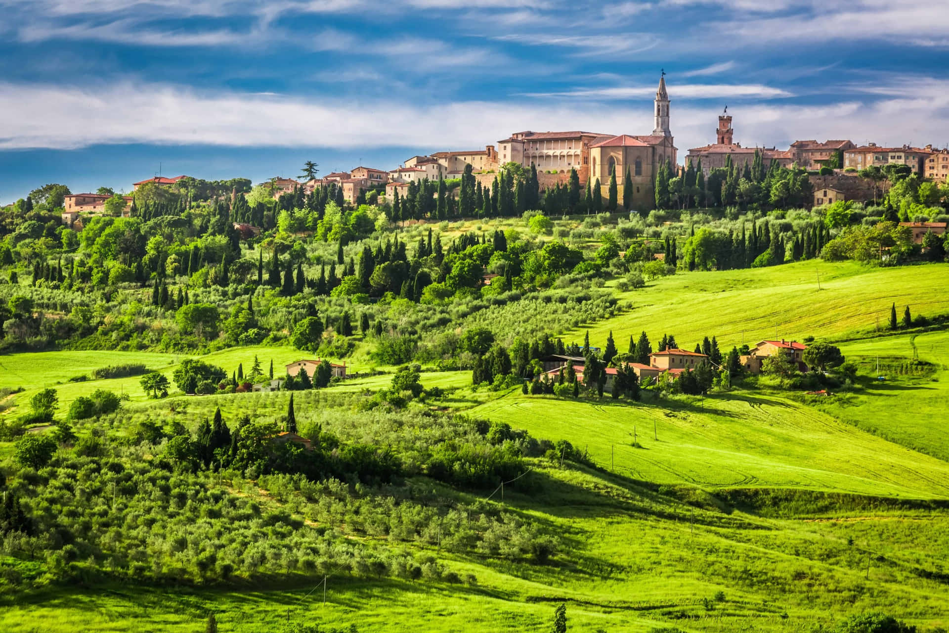 Pienza Tuscany Italy Landscape Scenery Wallpaper