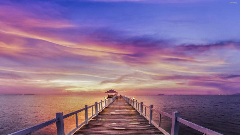Download Pier And Ocean Sunrise Nature Wallpaper | Wallpapers.com
