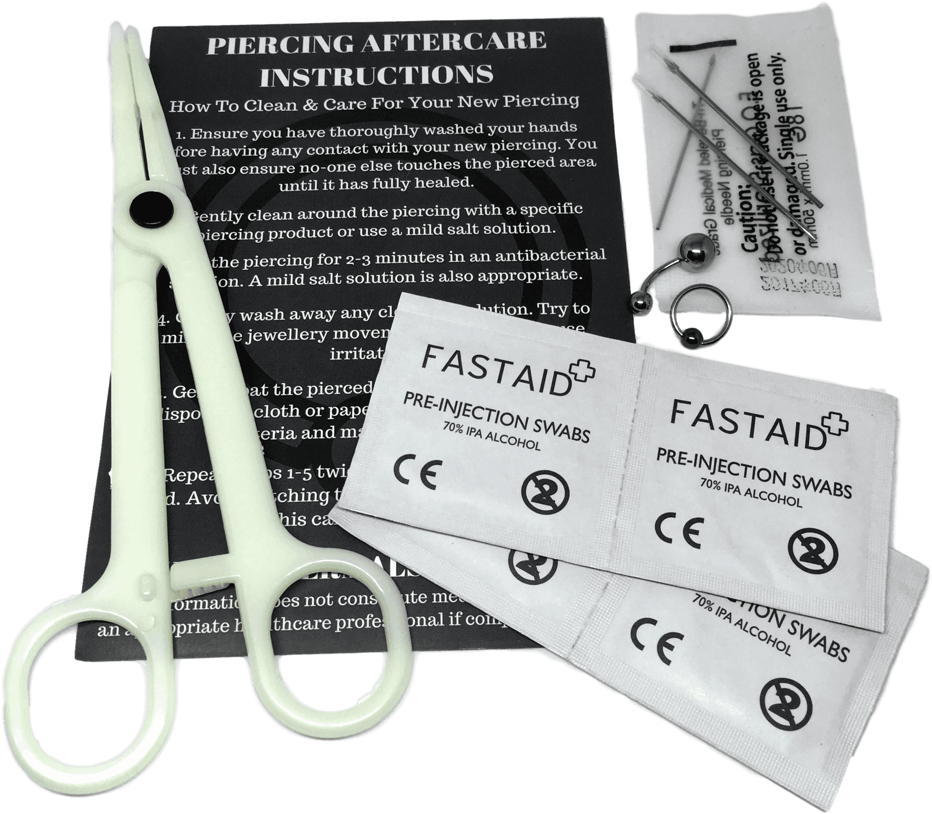 Piercing Aftercare Kitand Instructions PNG