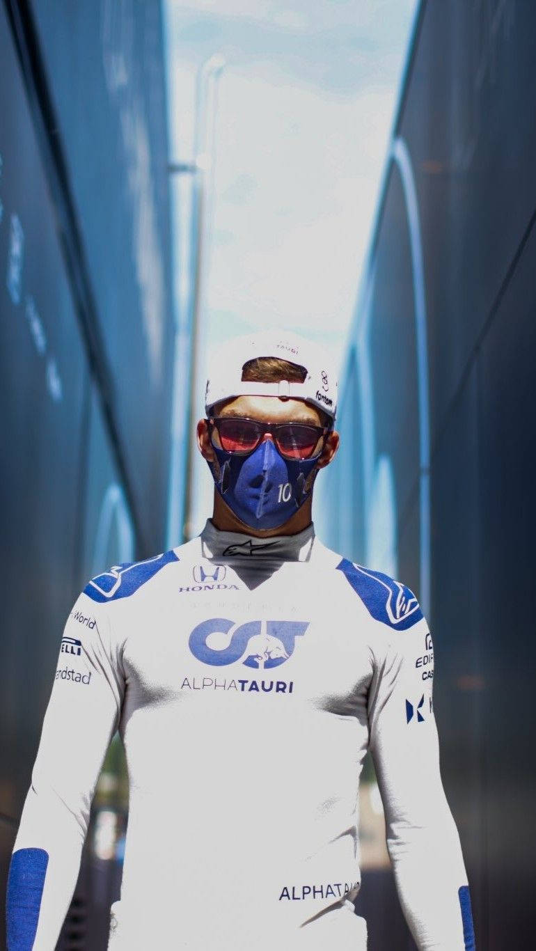 Pierre Gasly Wearing Mask And Sunglasses Wallpaper
