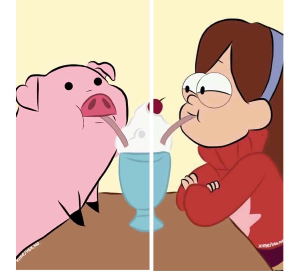 Pig And Girl Cute Matching Best Friend Home Screen Design Wallpaper