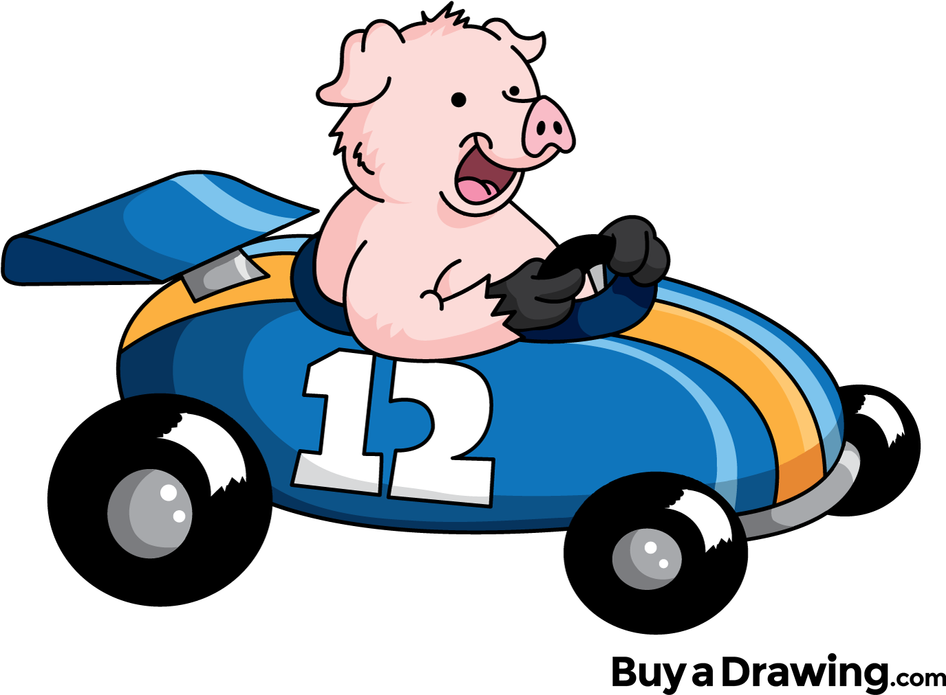 Pig Racing Cartoon PNG