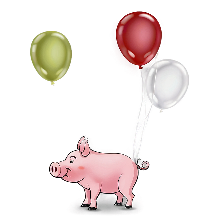 Pig With Balloons Png Tcr PNG