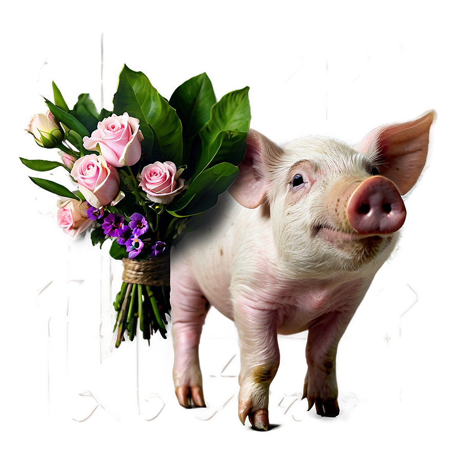 Download Pig With Flowers Png Tty | Wallpapers.com