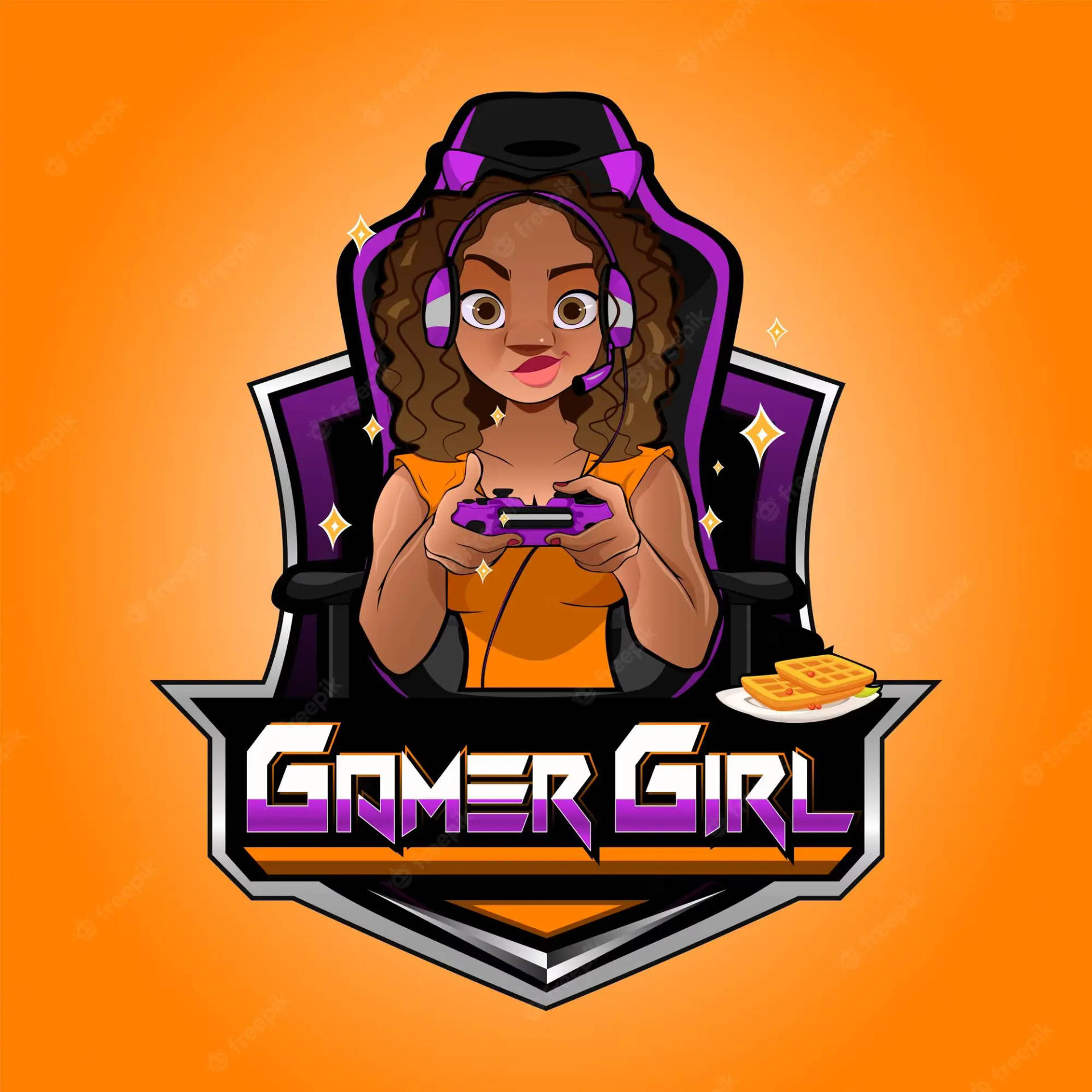 Pige Gamer Logo Orange Baggrund Wallpaper