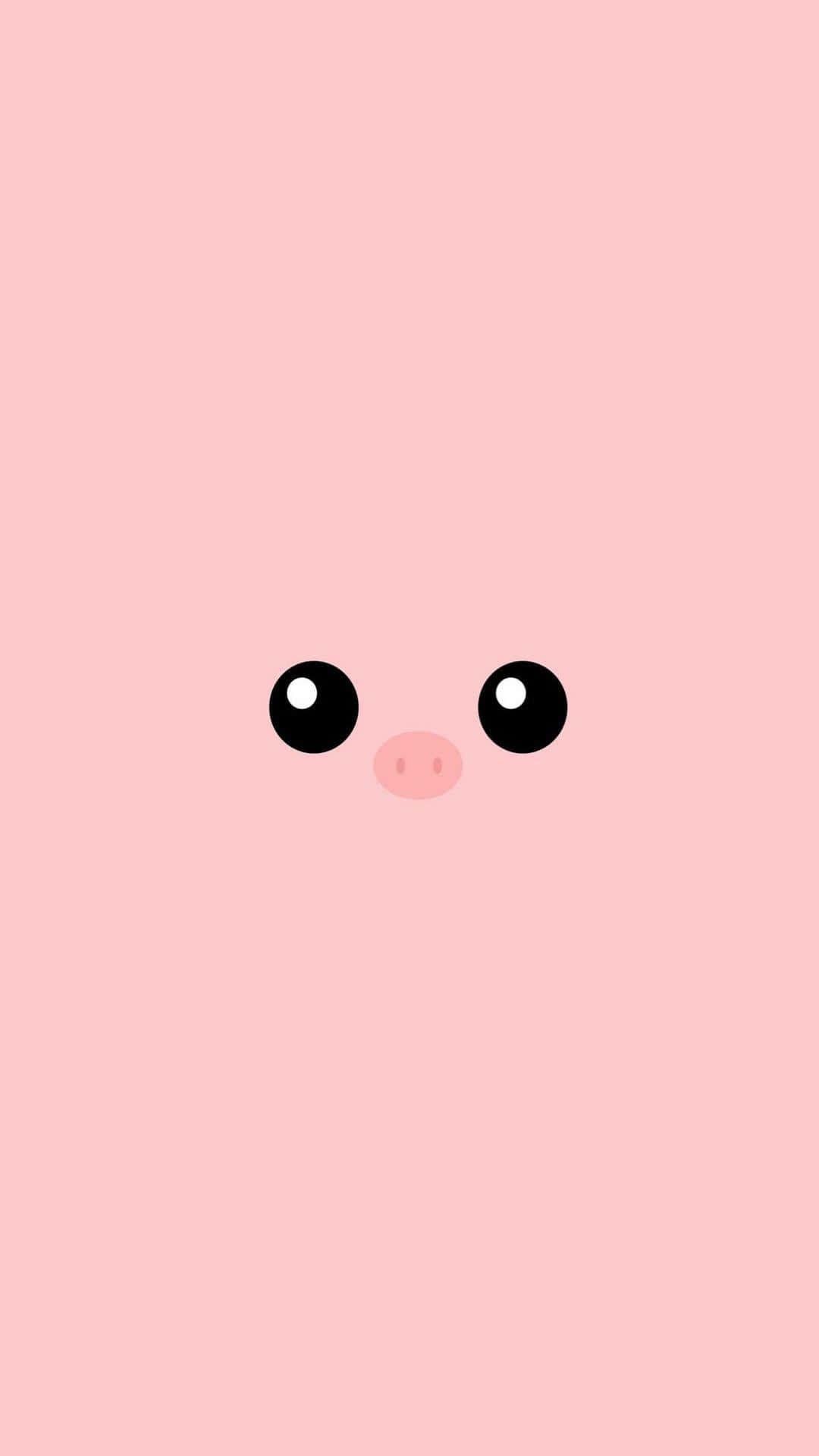 A Pink Pig Face With Black Eyes