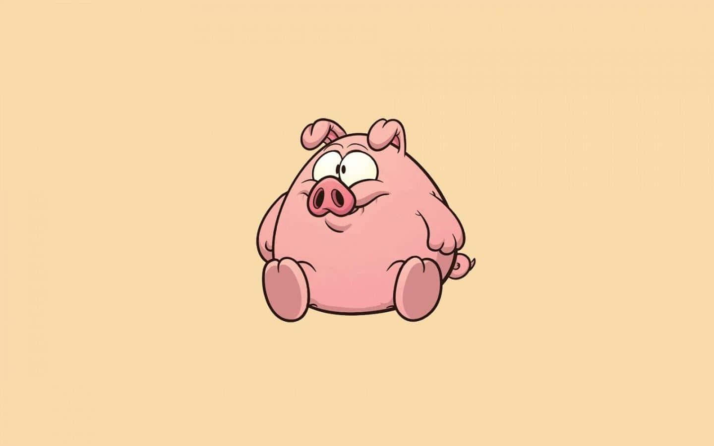 A Cartoon Pig Is Sitting On A Beige Background