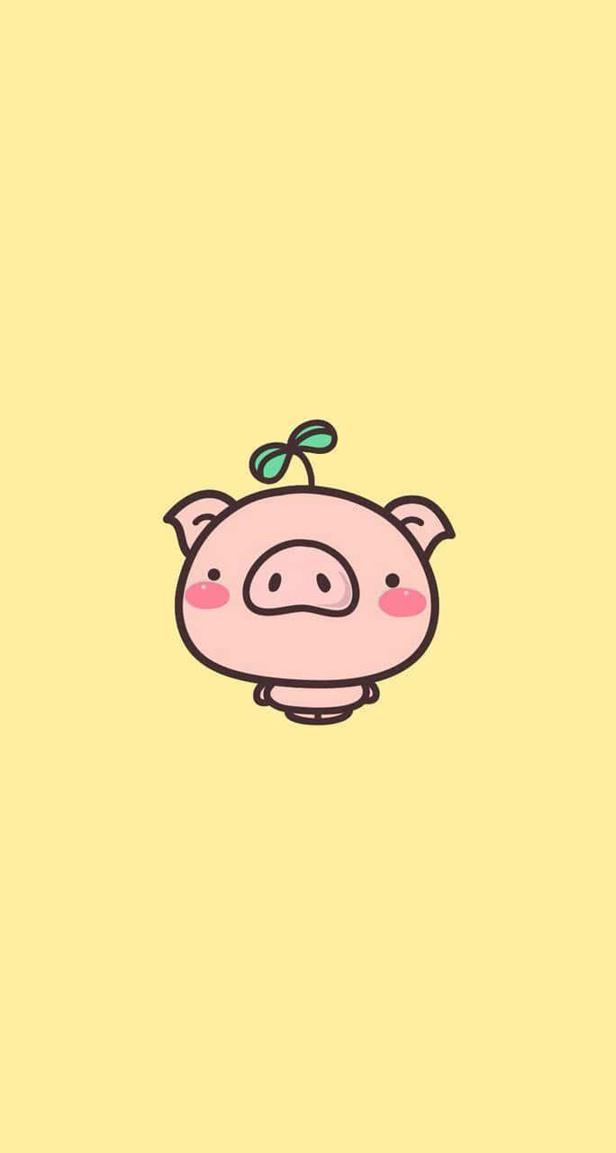 A Cute Pig On A Yellow Background
