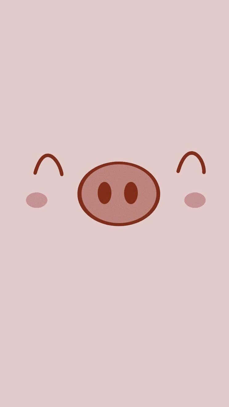 A Cute Pig Face With Eyes And A Nose