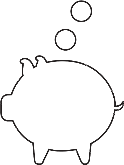 Piggy Bank Outline PNG