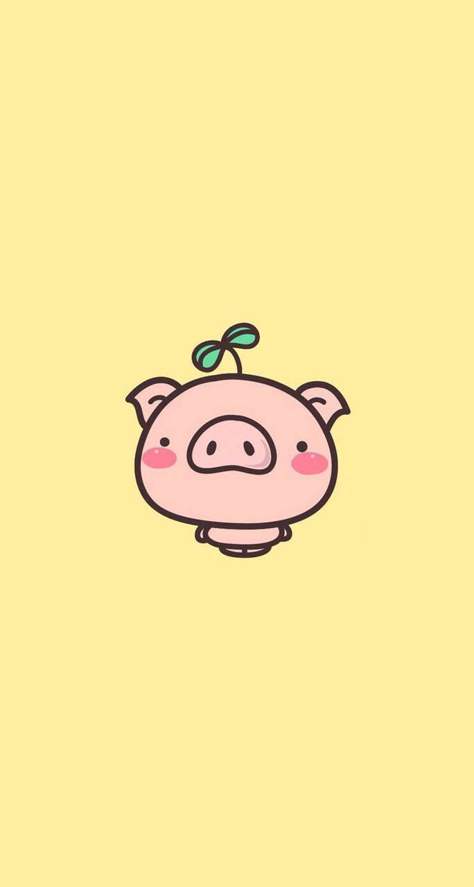 Piggy Head With A Small Plant Background